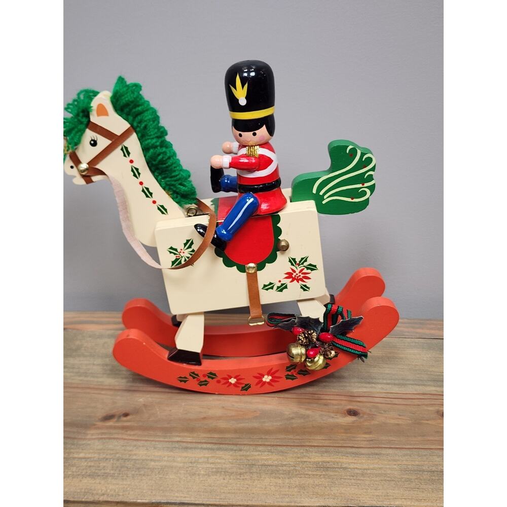 Santa’s Guard Wooden Musical Rocking Horse Christmas Decoration Enesco
